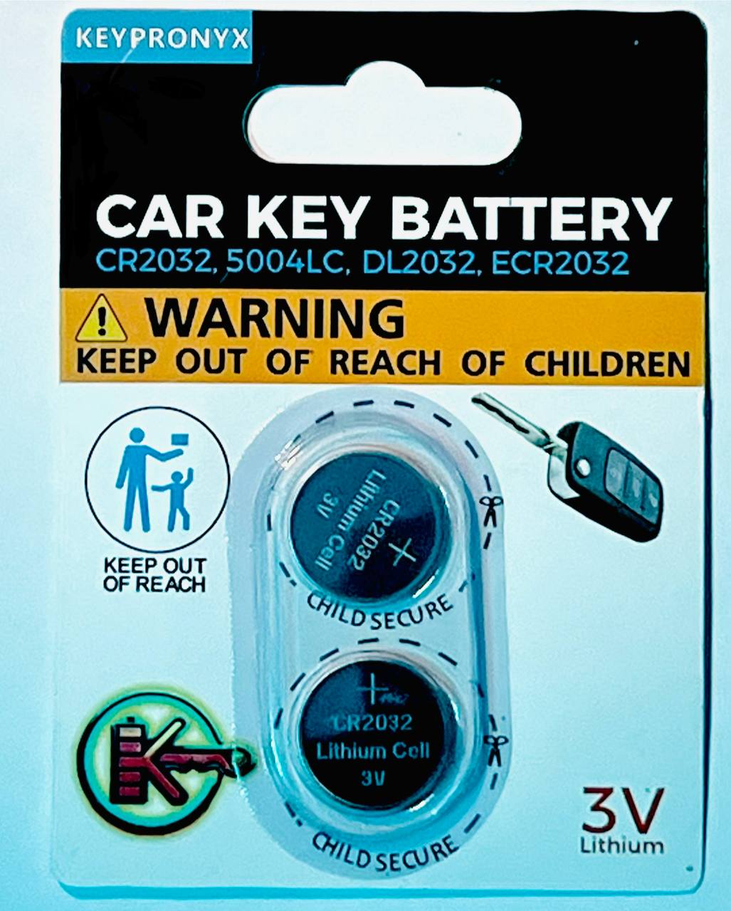 KEYPRONYX Car Key Battery — CR2032 2-pack
